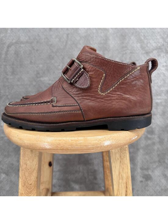 Cole Haan Boots Mens 9.5W Brown Leather Buckle Ankle Bootie Handsewn Casual main image 16
